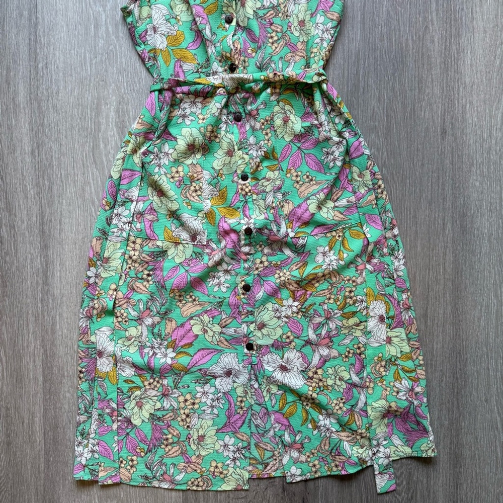 Monteau Mint Green Floral Midi Dress - Picture 8 of 10